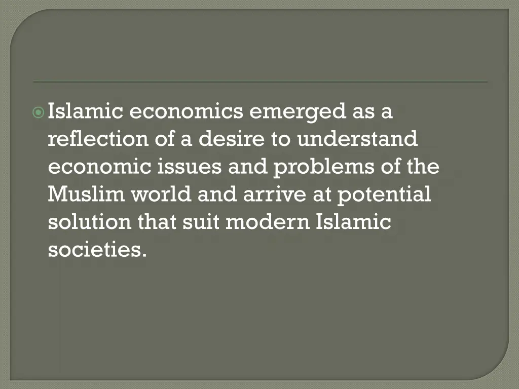 islamic economics emerged as a reflection