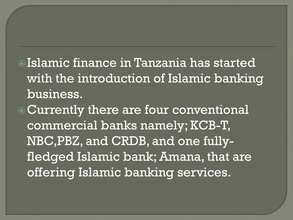 islamic finance in tanzania has started with