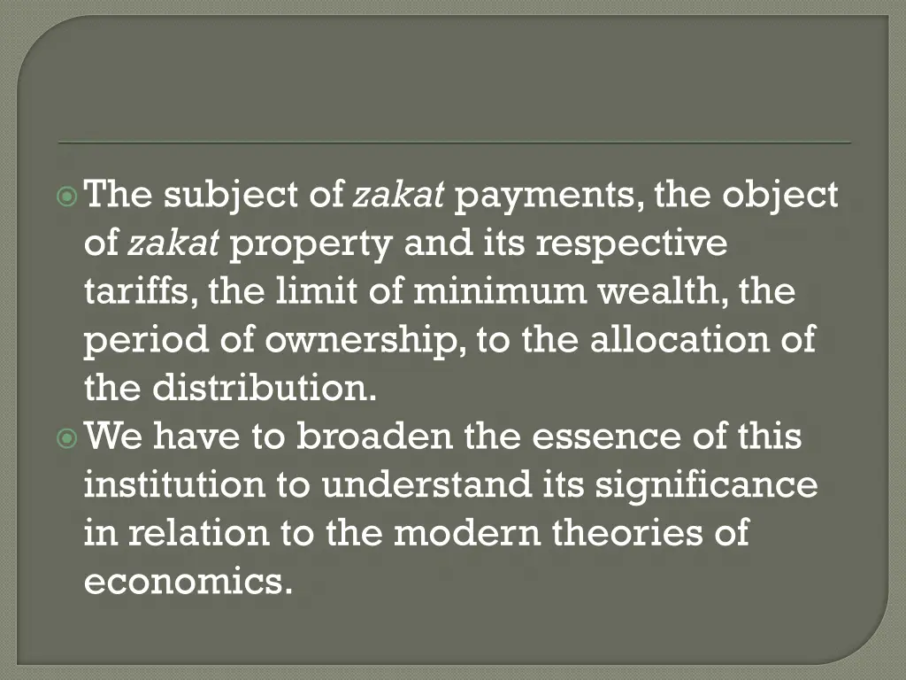 the subject of zakat payments the object of zakat