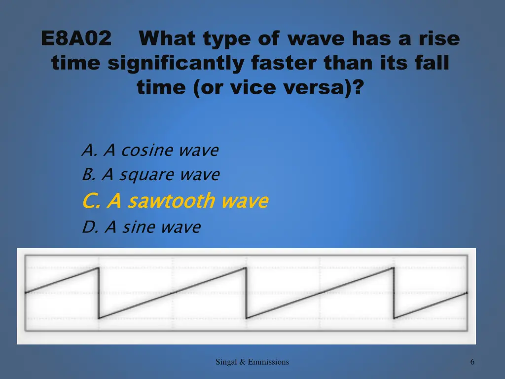 e8a02 what type of wave has a rise time 1