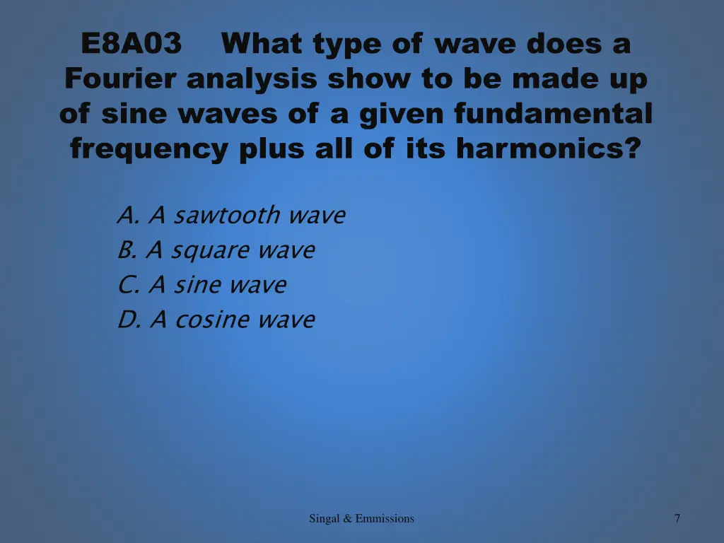 e8a03 what type of wave does a fourier analysis