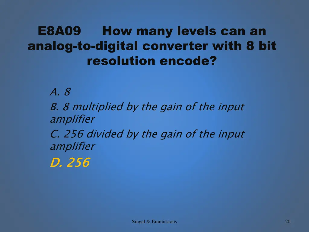 e8a09 how many levels can an analog to digital 1