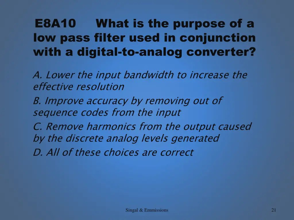 e8a10 low pass filter used in conjunction with