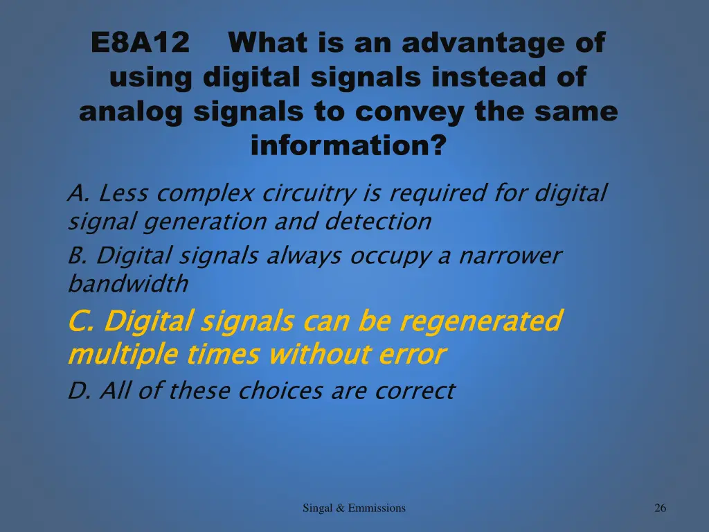 e8a12 what is an advantage of using digital 1