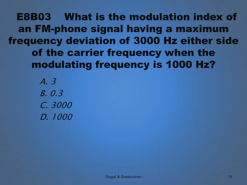 e8b03 what is the modulation index of an fm phone