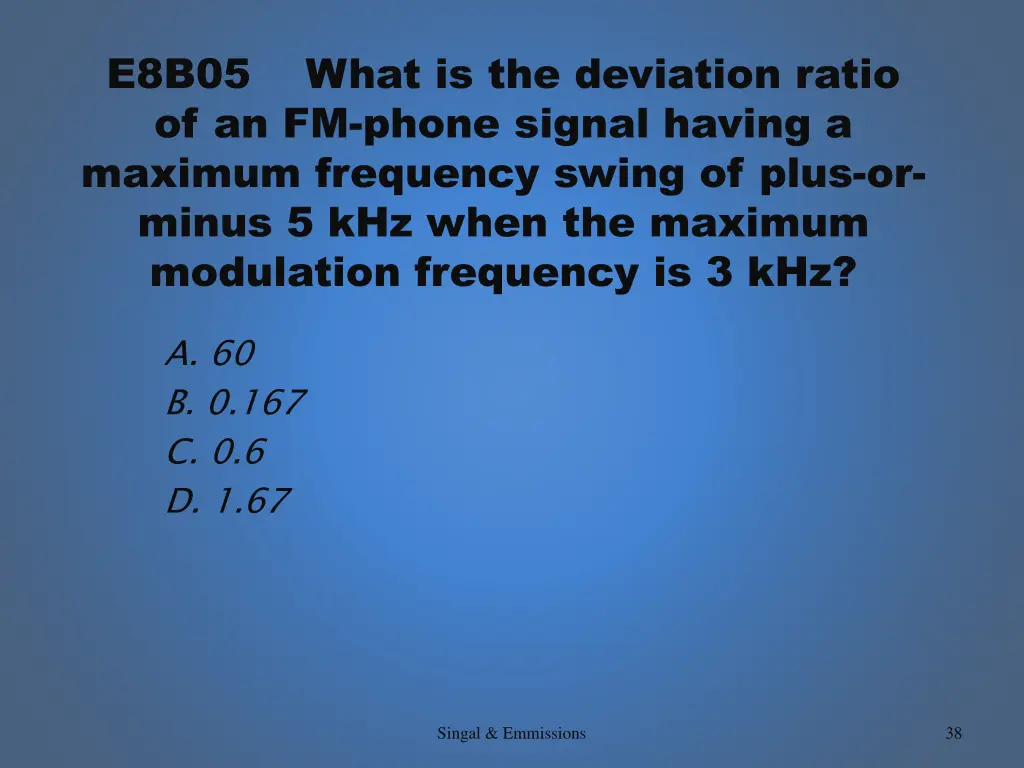e8b05 what is the deviation ratio of an fm phone