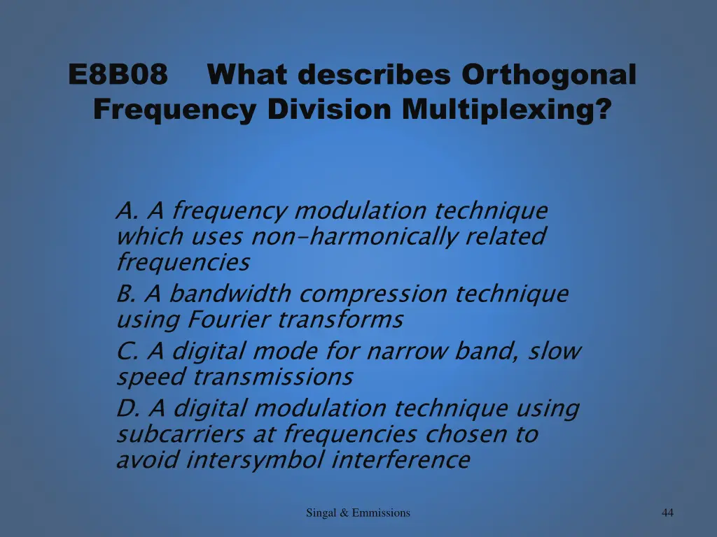 e8b08 what describes orthogonal frequency