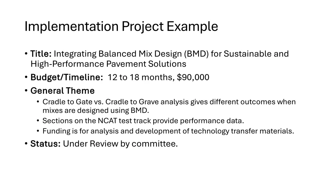 implementation project example
