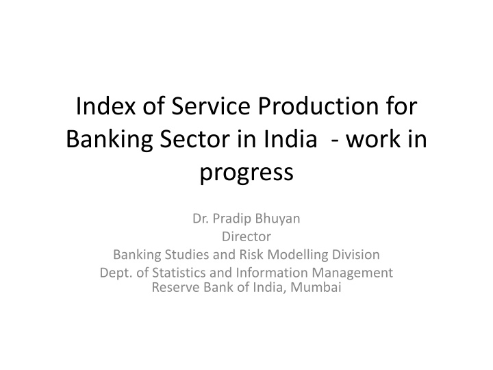 index of service production for banking sector