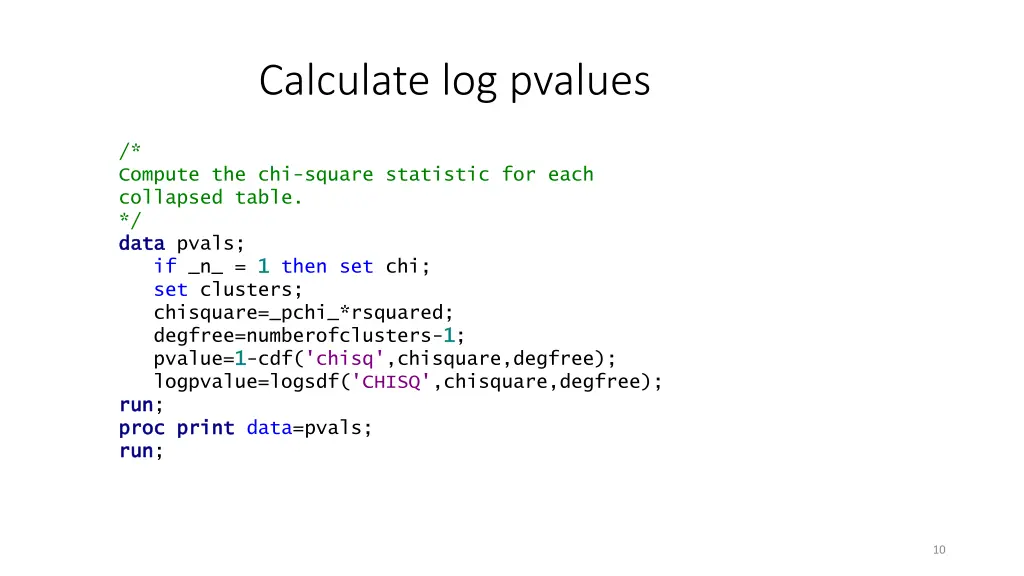 calculate log pvalues