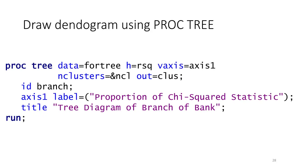 draw dendogram using proc tree