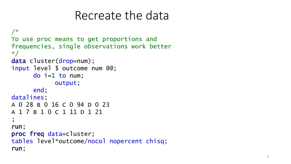 recreate the data