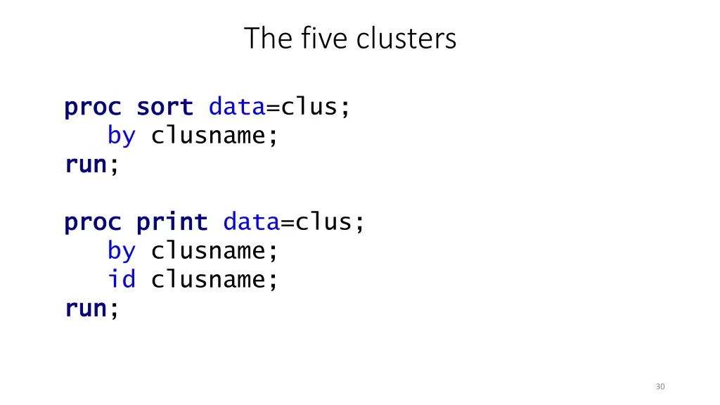 the five clusters