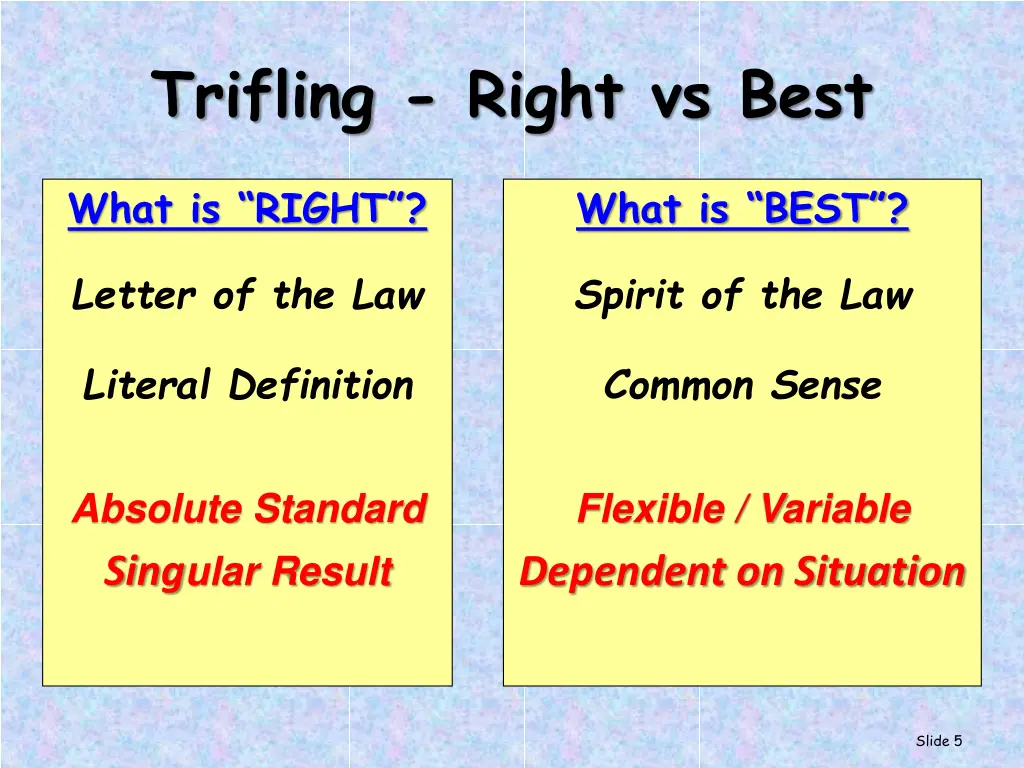trifling right vs best