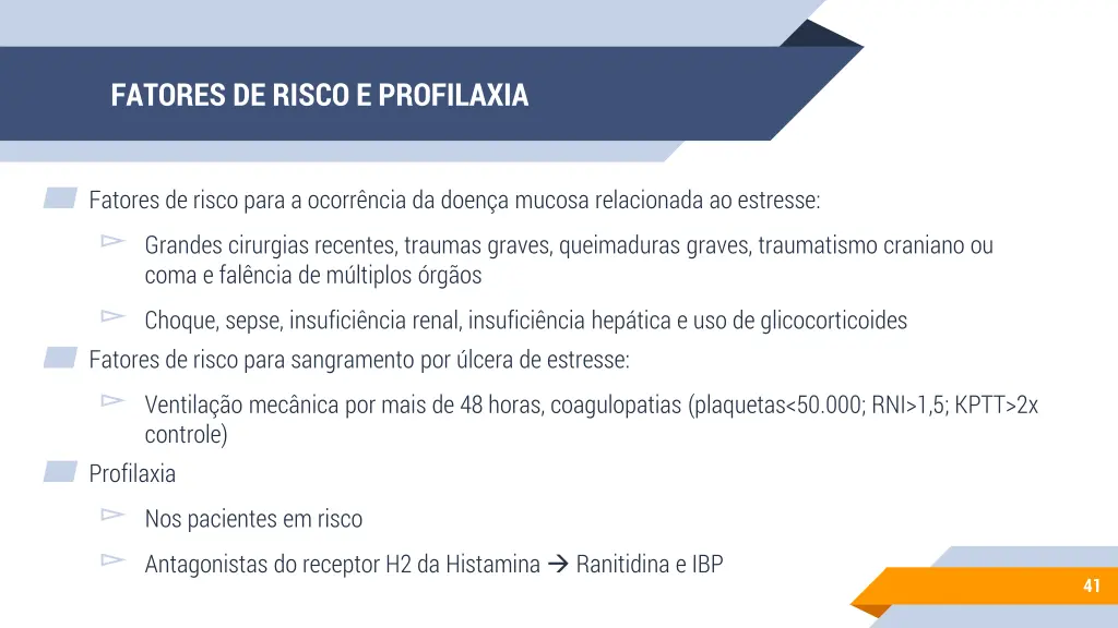 fatores de risco e profilaxia