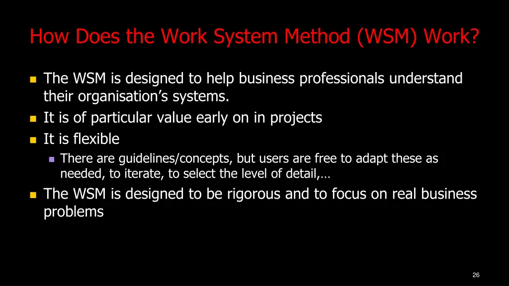 how does the work system method wsm work