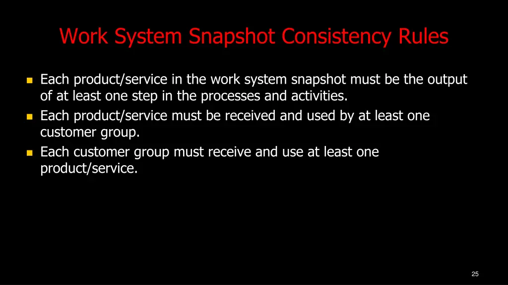 work system snapshot consistency rules 1