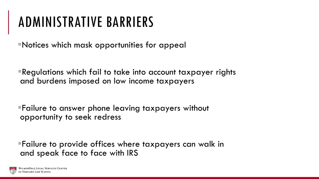 administrative barriers