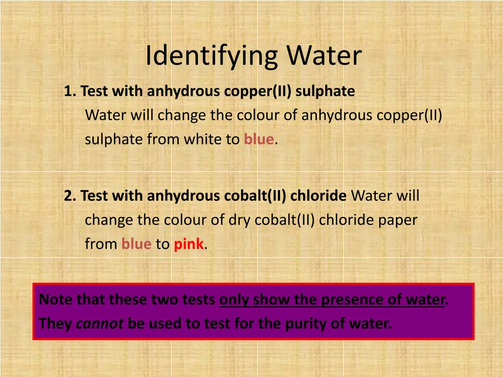identifying water