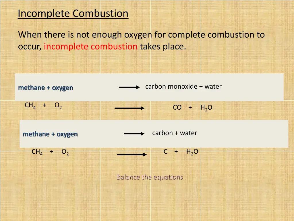 incomplete combustion