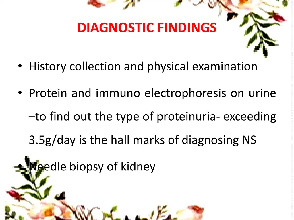 diagnostic findings