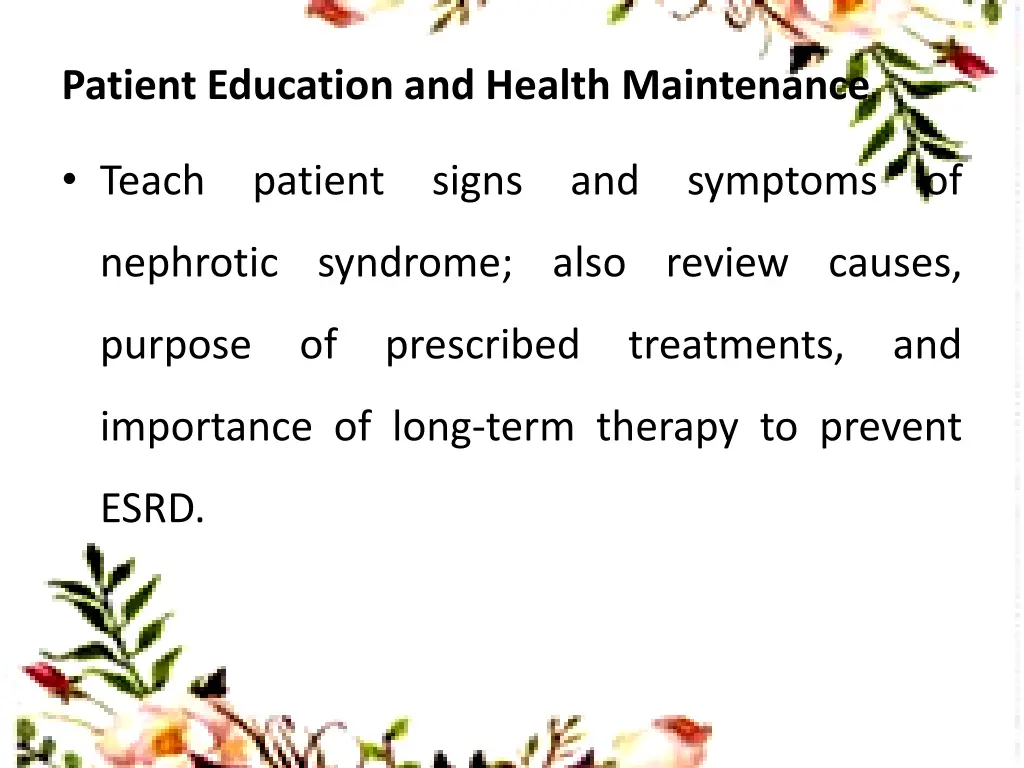 patient education and health maintenance