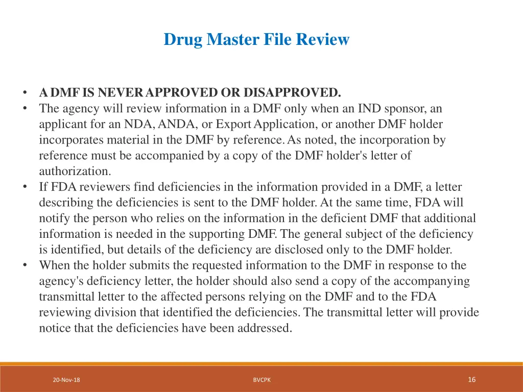 drug master file review