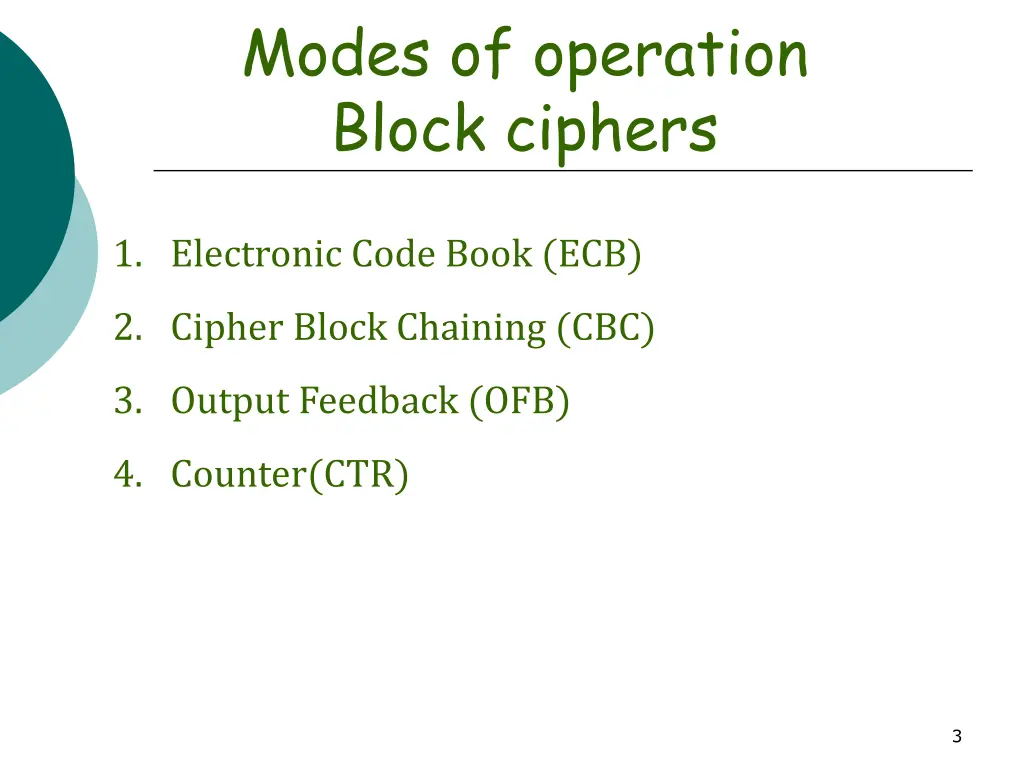 modes of operation block ciphers