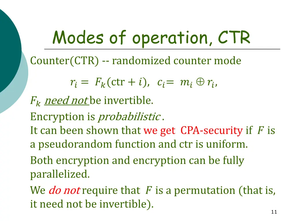 modes of operation ctr
