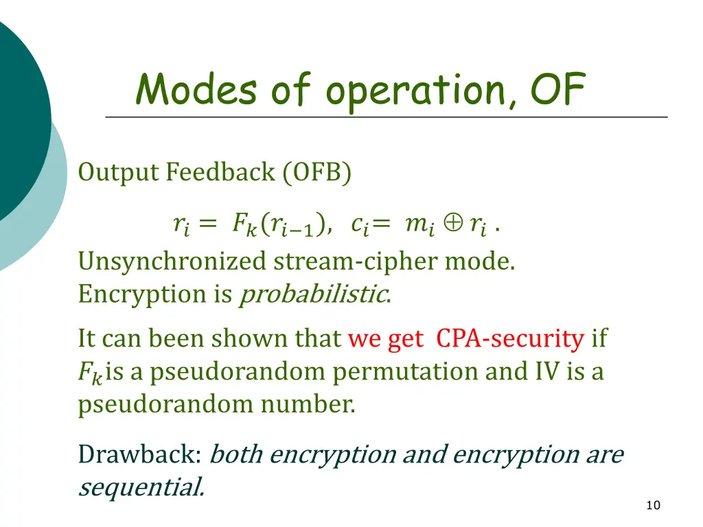 modes of operation of