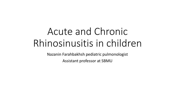 acute and chronic rhinosinusitis in children
