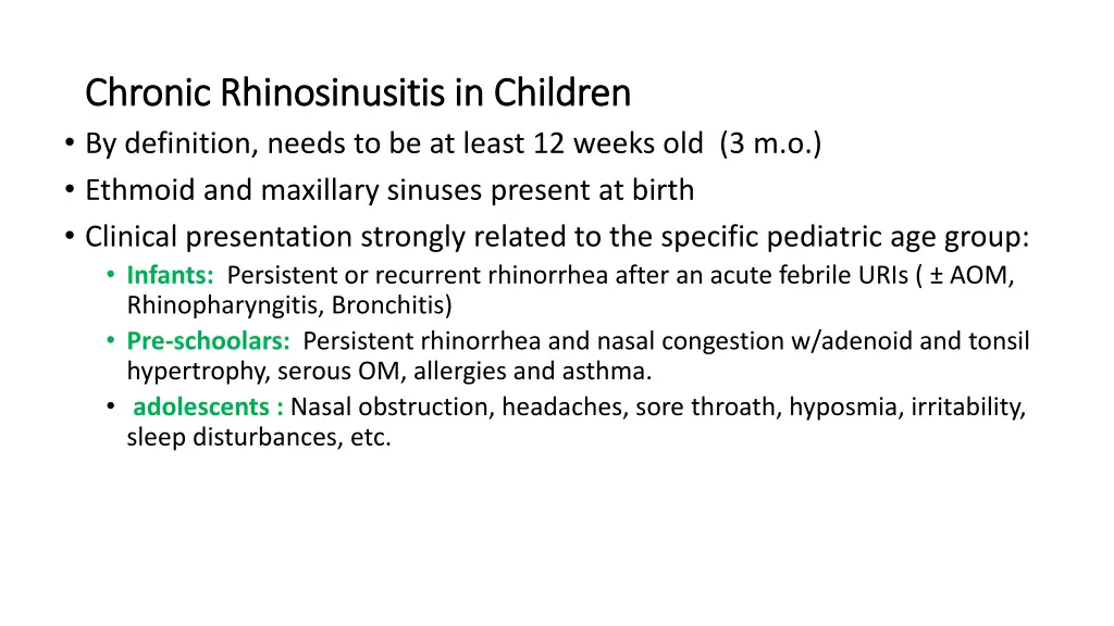 chronic rhinosinusitis in children chronic 1