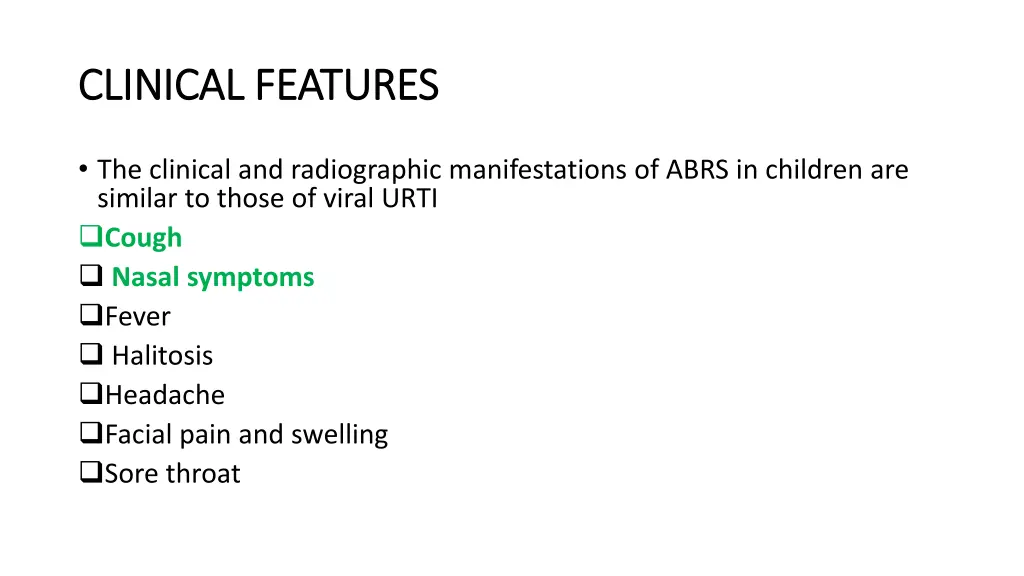 clinical features clinical features