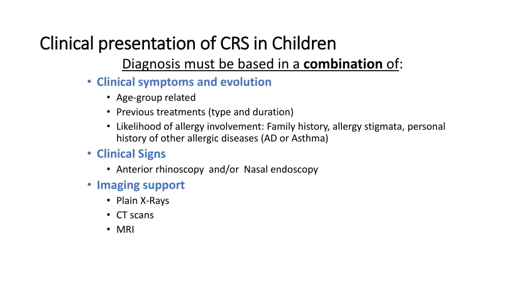 clinical presentation of crs in children clinical