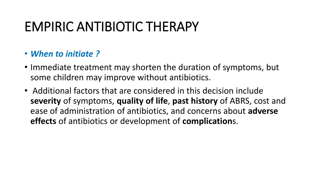 empiric antibiotic therapy empiric antibiotic