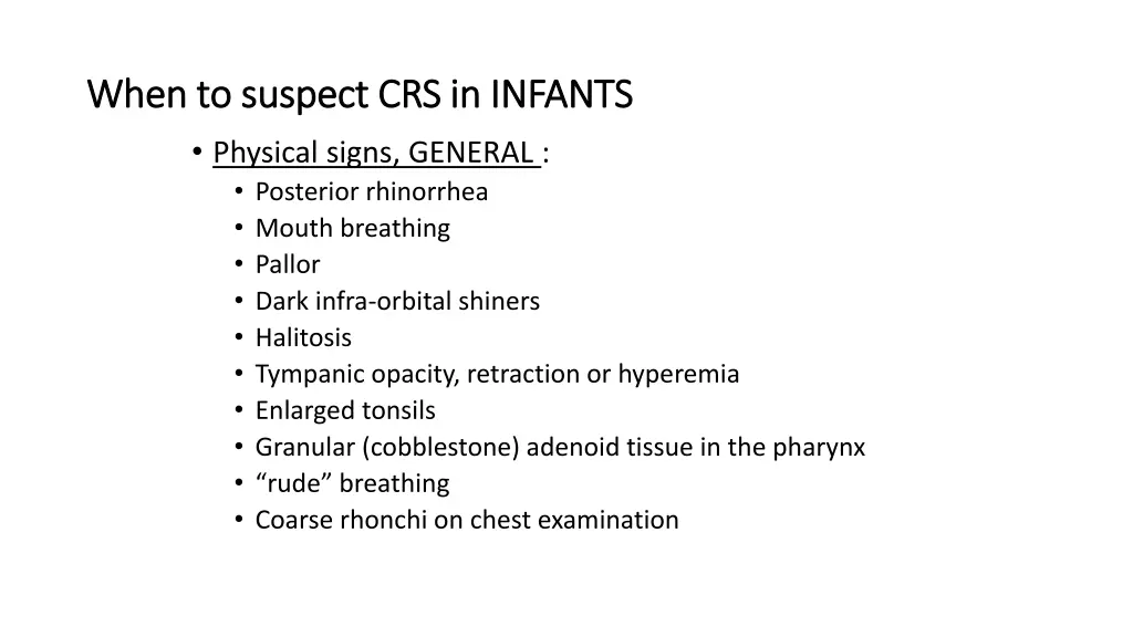 when to suspect crs in infants when to suspect 5