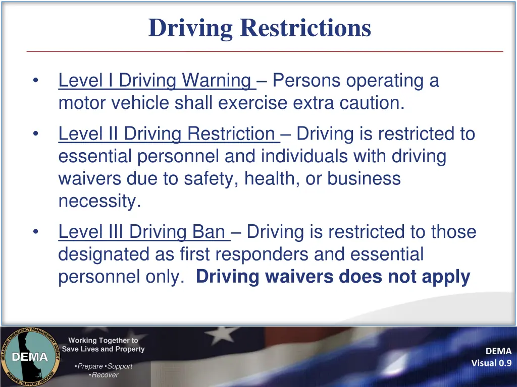 driving restrictions