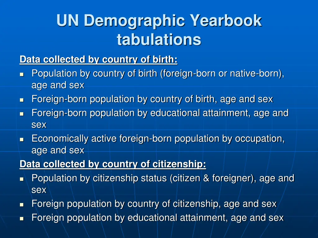 un demographic yearbook tabulations data
