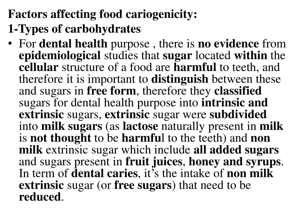 factors affecting food cariogenicity 1 types