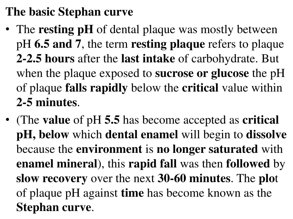 the basic stephan curve the resting ph of dental