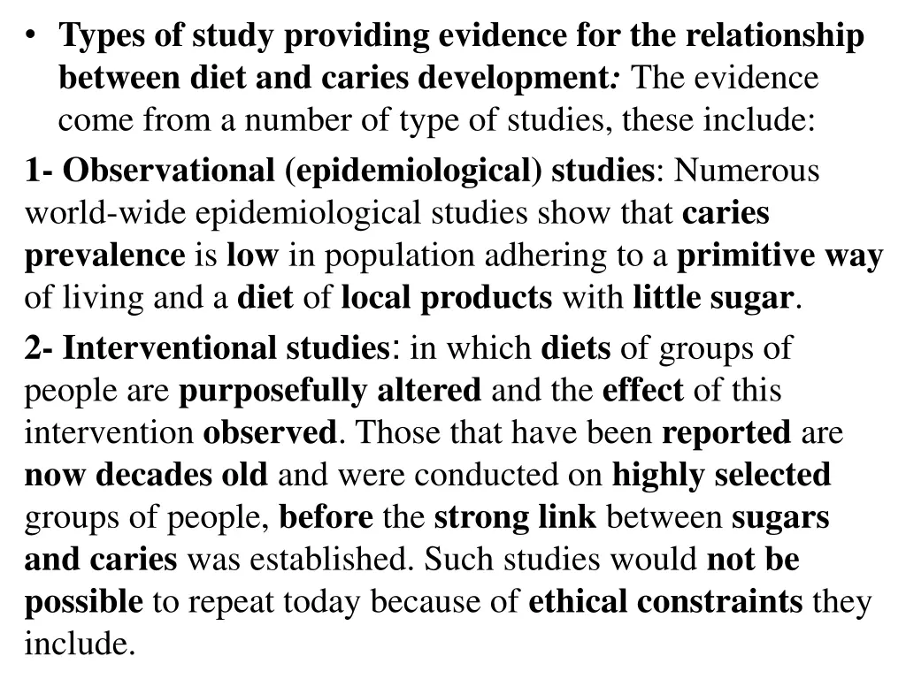 types of study providing evidence