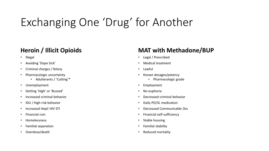 exchanging one drug for another 1