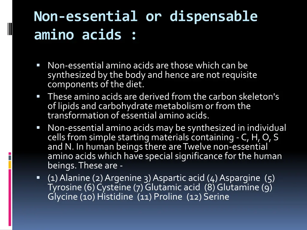 non essential or dispensable amino acids