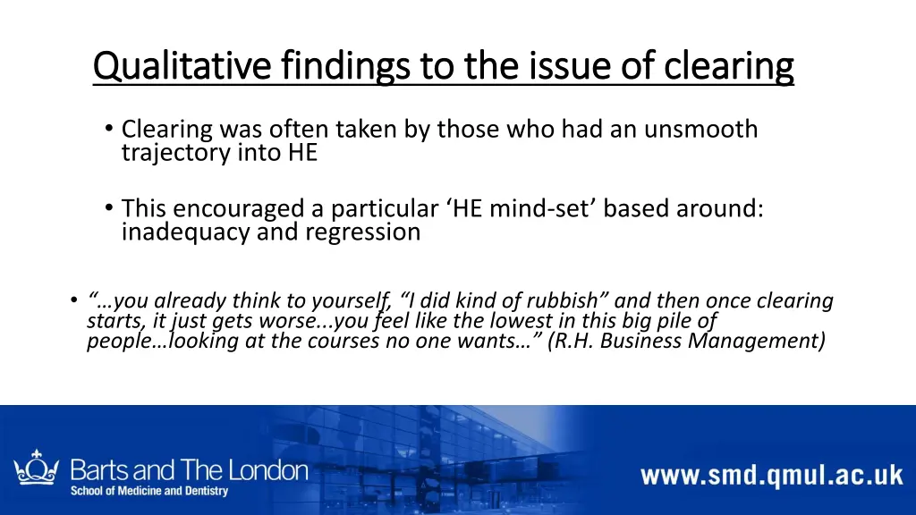 qualitative findings to the issue of clearing