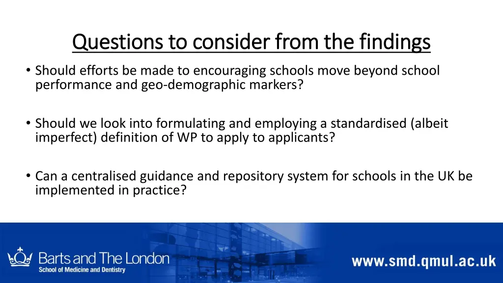 questions to consider from the findings questions