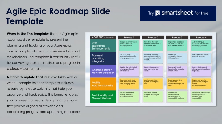 agile epic roadmap slide template