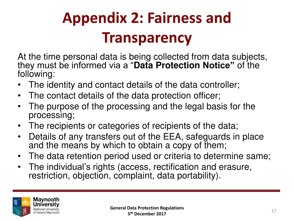 appendix 2 fairness and transparency at the time