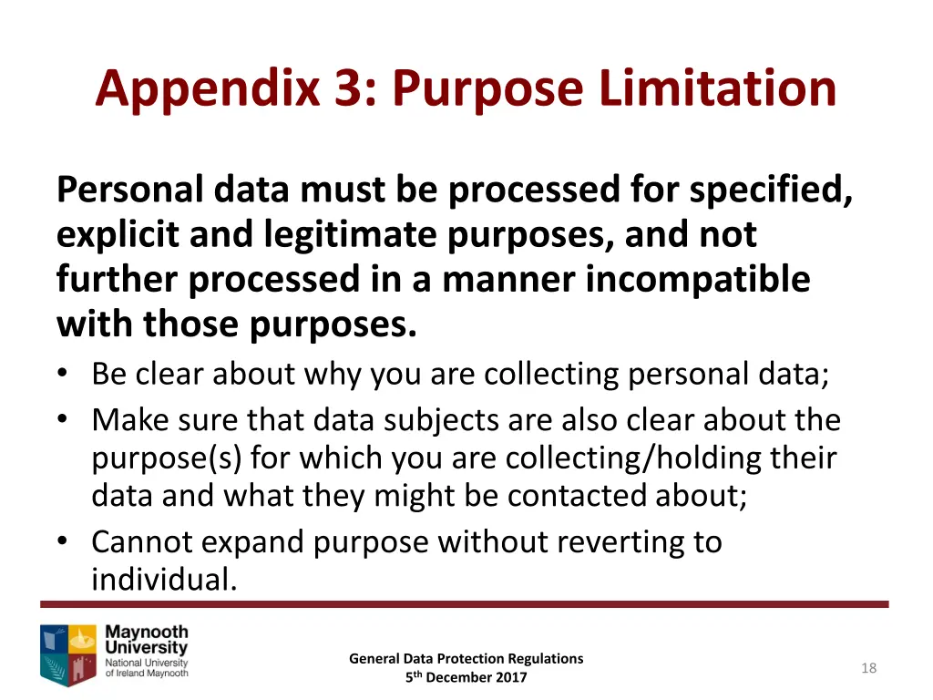 appendix 3 purpose limitation
