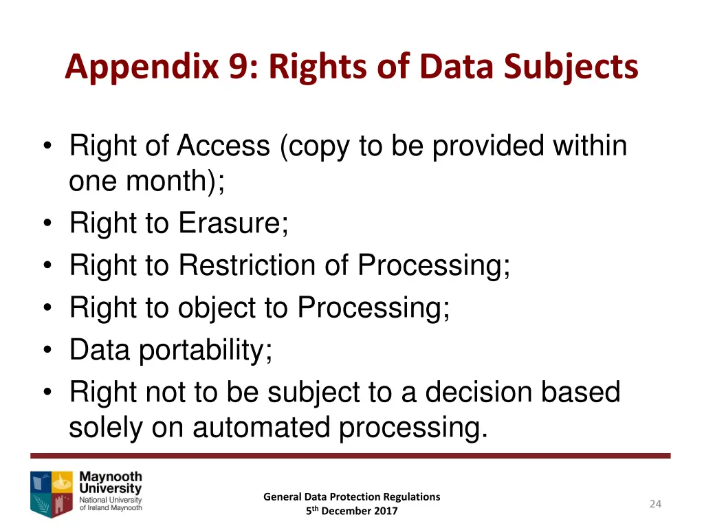 appendix 9 rights of data subjects