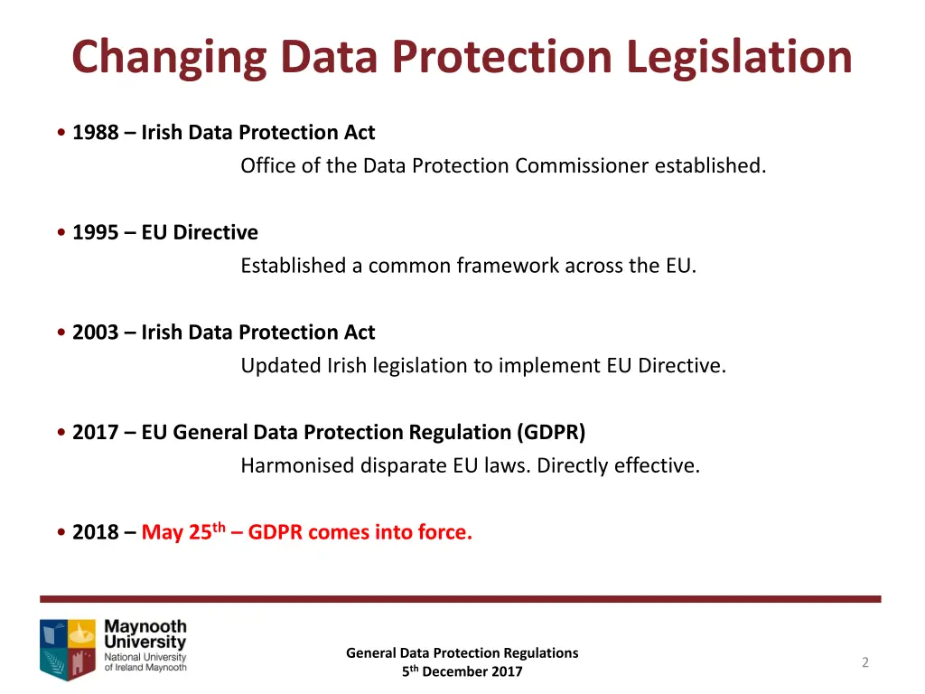 changing data protection legislation